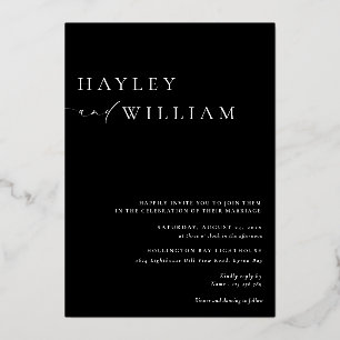 Invitation En Aluminium Mariage minimaliste moderne Ellesmere noir