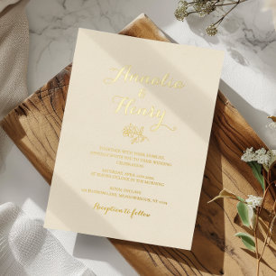 Invitation En Aluminium Mariage minimaliste moderne ligne d'art de rose do