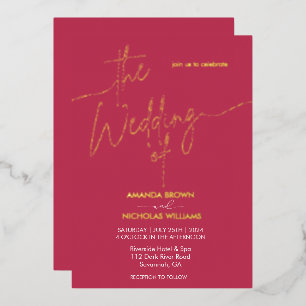 Invitation En Aluminium Mariage Minimaliste Moderne Rouge Magenta