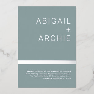 Invitation En Aluminium Mariage minimaliste moderne Silver Foil