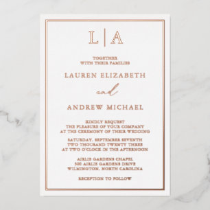 Invitation En Aluminium Mariage minimaliste rose Gold Foil