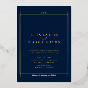 Invitation En Aluminium Mariage minimaliste simple bleu marine ivoire clas