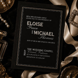 Invitation En Aluminium Mariage Minimaliste Typographie Formel Smoking