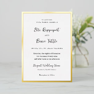 Invitation En Aluminium Mariage Minimaliste Typographie Moderne