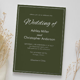Invitation En Aluminium Mariage Minimaliste Vert de l'Armée