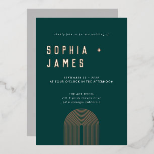 Invitation En Aluminium Mariage Moderne Bohème Vert Arche Feuille