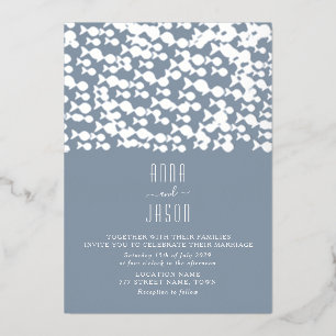 Invitation En Aluminium Mariage Moderne de Plage Bleu Poussiéreux