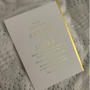 Invitation En Aluminium Mariage Moderne Élégant Feuille d'Or