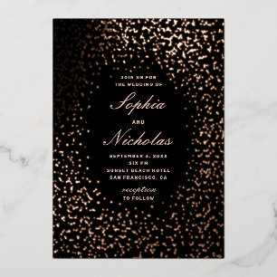Invitation En Aluminium Mariage moderne élégant or noir à pois
