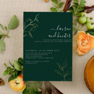 Invitation En Aluminium Mariage Moderne Émeraude Vert Écriture Botanique O