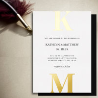 Mariage moderne en noir et blanc avec monogramme g