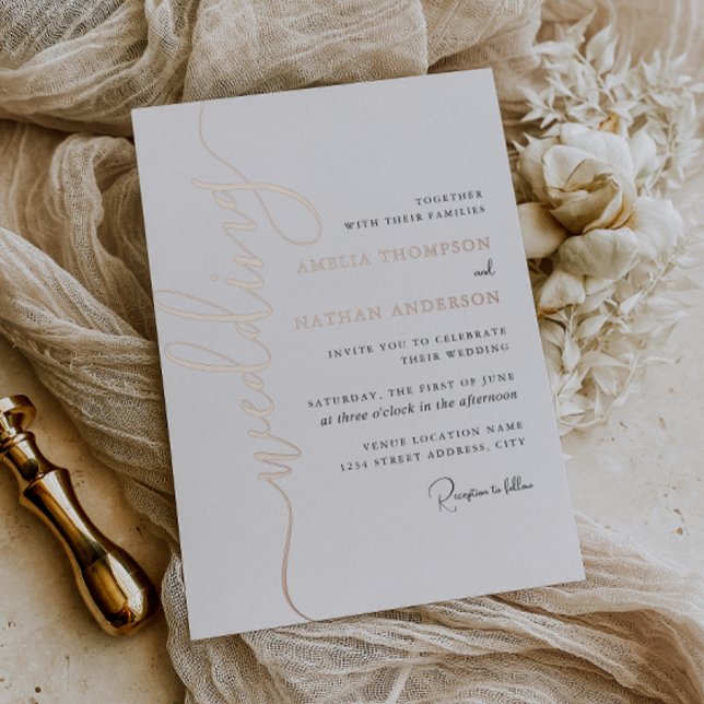 Invitation En Aluminium Mariage Moderne en Or Rose  (Créateur téléchargé)