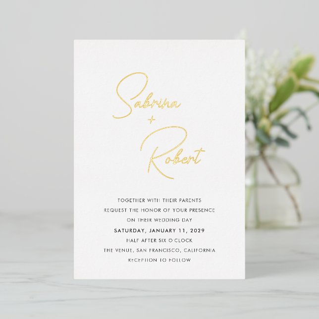 Invitation En Aluminium Mariage Moderne et Épuré (Debout devant)