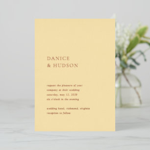 Invitation En Aluminium Mariage Moderne Jaune Beurre Minimaliste
