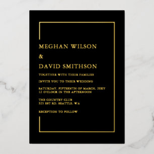 Invitation En Aluminium Mariage Moderne Minimaliste Noir Simple