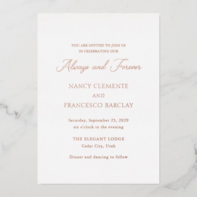 Invitation En Aluminium Mariage moderne Nancy (Recto)