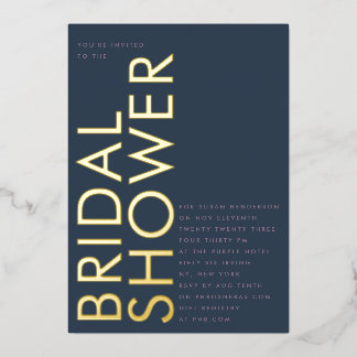 Invitation En Aluminium Mariage moderne Navy Purple GOLD