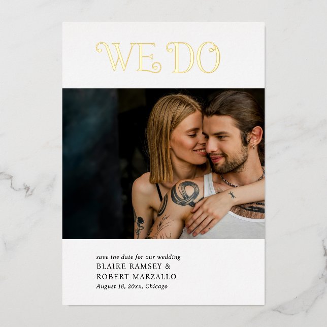 Invitation En Aluminium Mariage Moderne Noir Blanc Blaire (Recto)