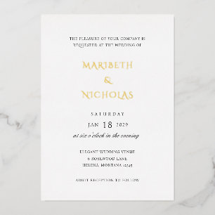 Invitation En Aluminium Mariage moderne noir et blanc