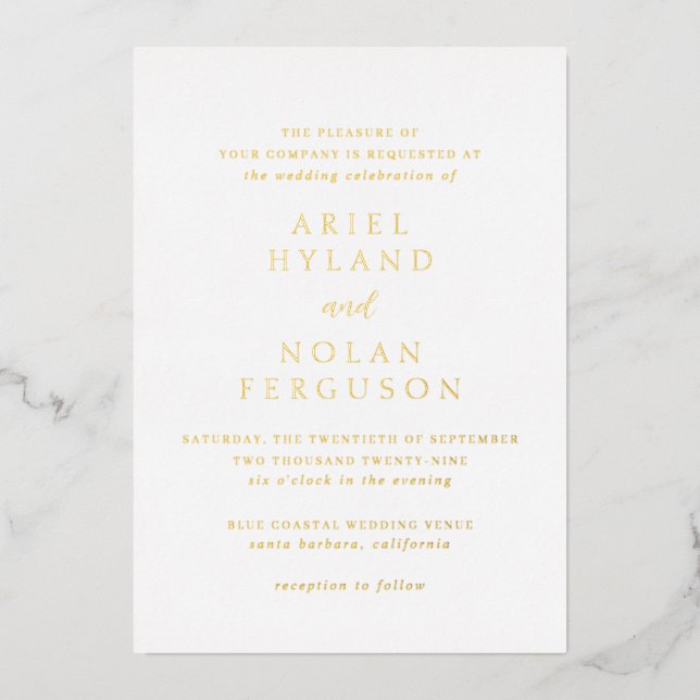 Invitation En Aluminium Mariage moderne propre (Recto)