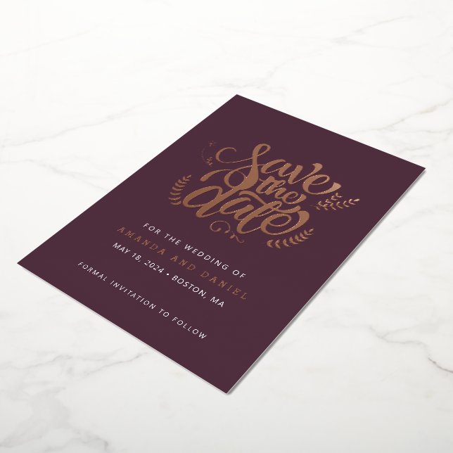 Invitation En Aluminium Mariage Moderne Sangria Rose Calligraphie Script (Rotation)