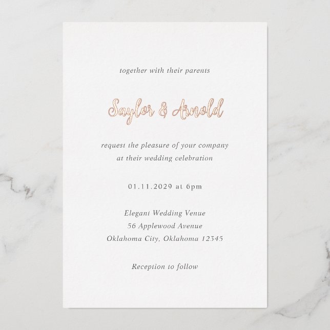 Invitation En Aluminium Mariage moderne Saylor (Devant)