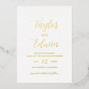 Invitation En Aluminium Mariage Moderne Simple Enregistrer La Date Or