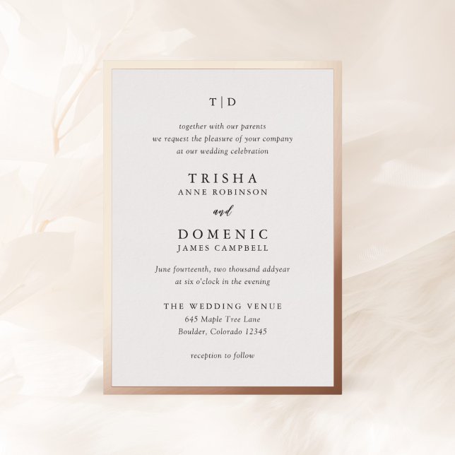 Invitation En Aluminium Mariage Moderne Trisha (Créateur téléchargé)