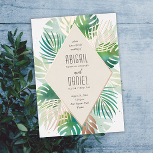 Invitation En Aluminium Mariage Moderne Tropical Botanique sur l'Île des P