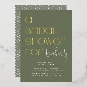 Invitation En Aluminium Mariage Moderne Vert Sauge Gras Or