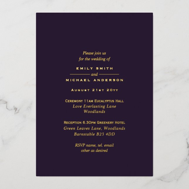 Invitation En Aluminium Mariage monochrome tout-en-1 pour la typographie d (Recto)