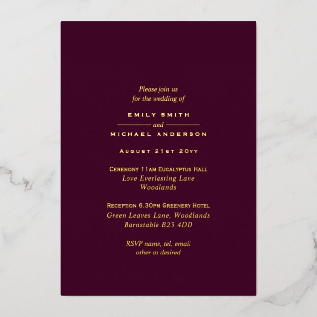 Invitation En Aluminium Mariage monochrome tout-en-1 pour la typographie d (Recto)