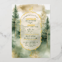 Mariage Monogramme de la Forêt de Pins en Hiver 