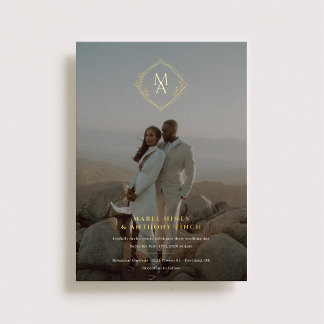 Invitation En Aluminium Mariage Monogramme Diamant et Photo