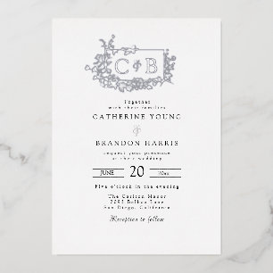 Invitation En Aluminium Mariage monogramme ordonné sophistiqué