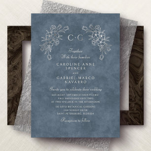 Invitation En Aluminium Mariage Monogramme Tulipes Florales
