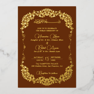 Invitation En Aluminium Mariage Musulman Artistique Botanique Floral Paisl