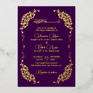Invitation En Aluminium Mariage Musulman Floral Paisley Or Pur Gold Artist