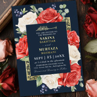 Mariage Musulman Floral Rouge et Blanc Bleu