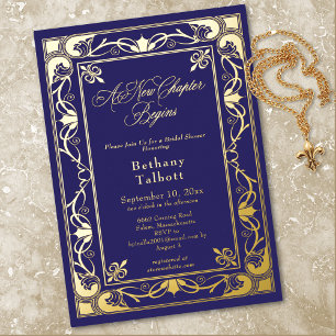 Invitation En Aluminium Mariage Navy Art Nouveau Vintage Nouveau Chapitre