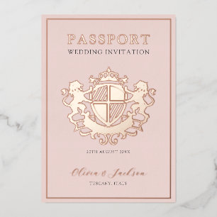 Invitation En Aluminium Mariage Neutre Rose et Rose Gold Chic Destination