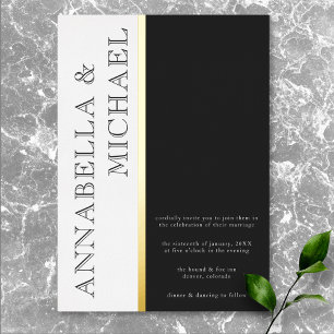 Invitation En Aluminium Mariage Noir Blanc Typographie Moderne