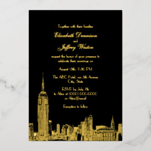 Invitation En Aluminium Mariage NYC Skyline ESB Gravure