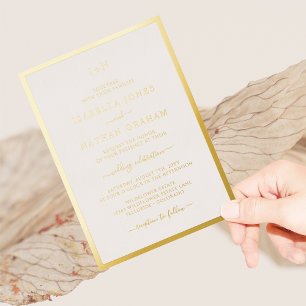 Invitation En Aluminium Mariage Or Monogrammé