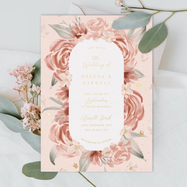 Invitation En Aluminium Mariage or Peach Rose Blush (Créateur téléchargé)