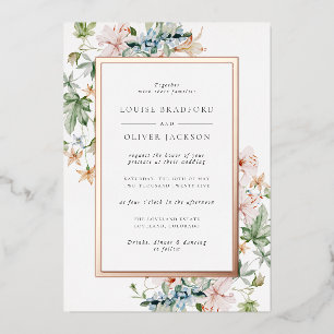 Invitation En Aluminium Mariage or Rose Floral