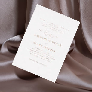 Invitation En Aluminium Mariage Or Rose Vertical Blanc Deux Parents
