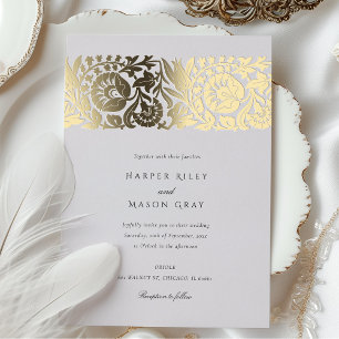 Invitation En Aluminium Mariage ornemental floral rose pâle