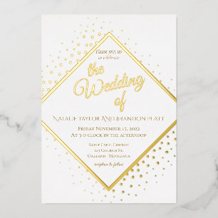 Invitation En Aluminium Mariage paillettes or classe