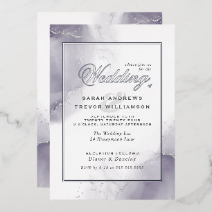 Invitation En Aluminium Mariage Pale Plum Argent Abstrait